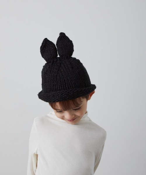 riziere（リジェール）の「ラビットニットキャップ（ニットキャップ/ビーニー・キッズ・グレー/アイボリー/ブラック/カーキ・FREE）」の6枚目の写真