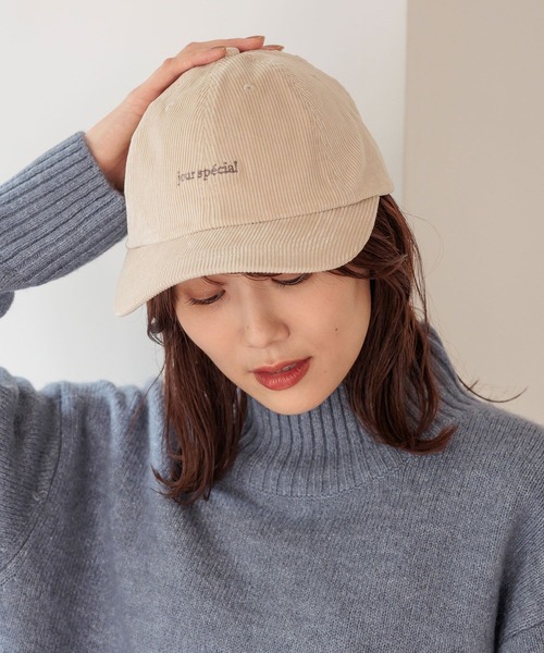 GLOBAL WORK（グローバルワーク）の「コーデュロイＣＡＰ/976823（キャップ・レディース・ベージュ/ネイビー/アイボリー・FREE）」の2枚目の写真