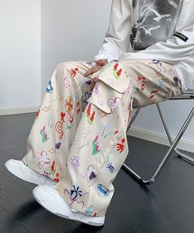 ▲総柄カーゴパンツ フラワーデザイン ルーズシルエット