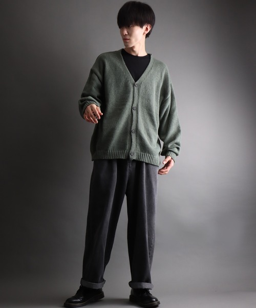 ケムリ　KMRii モヘアニット　Y2K　平成ファッション　厚手　メンズ　カーキ ケムリ KMRii モヘアニット Y2K 平成ファッション 厚手 メンズ カーキ