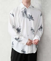 総柄プリント 長袖シャツ