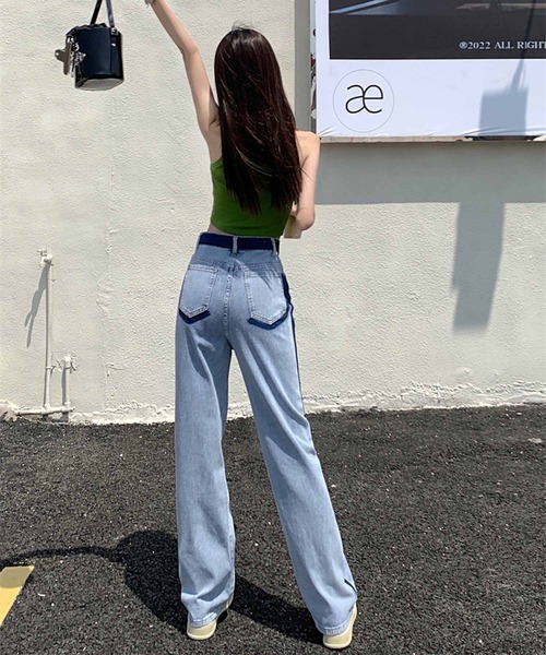 NANEA(ナネア)の「リメイク風色落ちデザインデニムストレートパンツ(デニムパンツ・レディース・ブルー・SMALL/MEDIUM/LARGE/X-LARGE)」の17枚目の写真