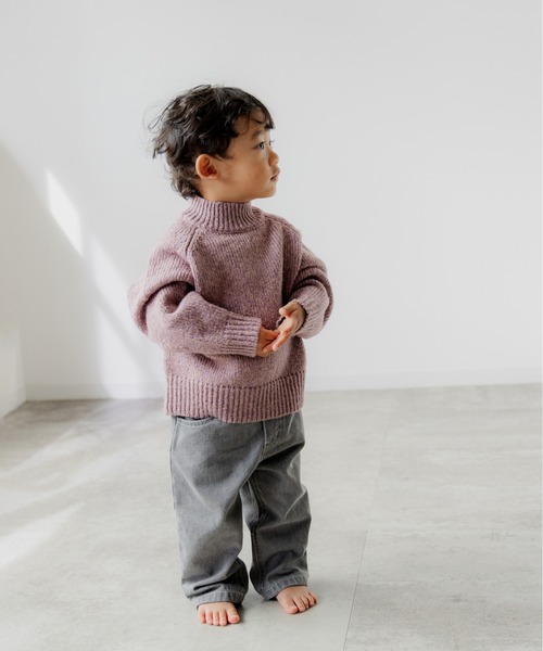 ooju(オージュ)の「【ooju】モックネックニット(Tシャツ/カットソー・キッズ・グレー/パープル・1/2/3/4)」の7枚目の写真