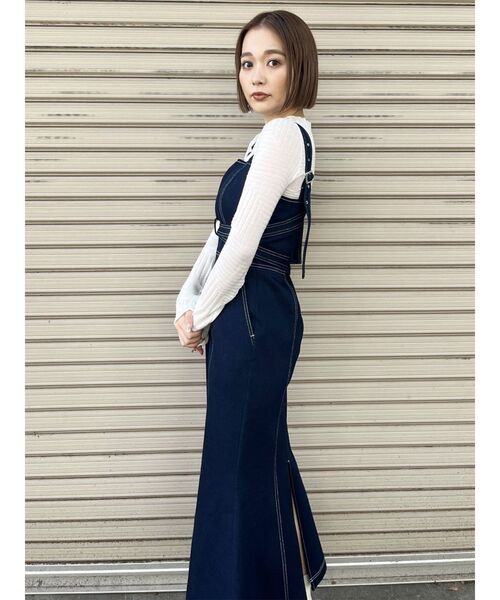 MURUA(ムルーア)の「フロントクロスデザインジャンスカ(ジャンパースカート・レディース・ホワイト/インディゴブルー/グレー・2/1)」の15枚目の写真