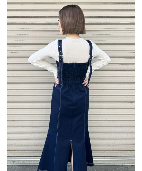 えだまめ様 ジャンスカ 36濃いブルー ジップギャザーマーメイドジャンスカ | ロングワンピース | NOELA