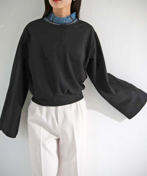 cheriella(シェリエラ)の「【cheriella】WEB限定カットジョーゼットバックデザインプルオーバー(Tシャツ/カットソー・レディース・ブラック/オフホワイト/ブルー・M)」の19枚目の写真