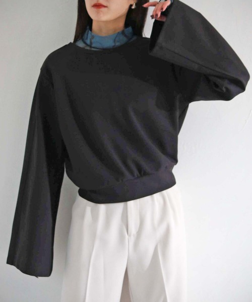 cheriella(シェリエラ)の「【cheriella】WEB限定カットジョーゼットバックデザインプルオーバー(Tシャツ/カットソー・レディース・ブラック/オフホワイト/ブルー・M)」の20枚目の写真