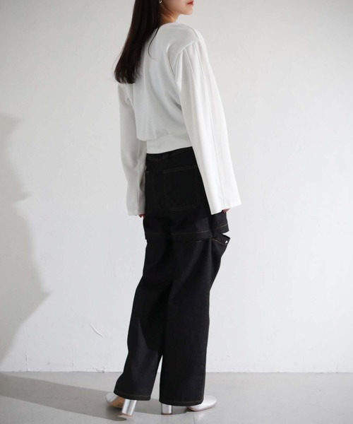 cheriella(シェリエラ)の「【cheriella】WEB限定カットジョーゼットバックデザインプルオーバー(Tシャツ/カットソー・レディース・ブラック/オフホワイト/ブルー・M)」の18枚目の写真