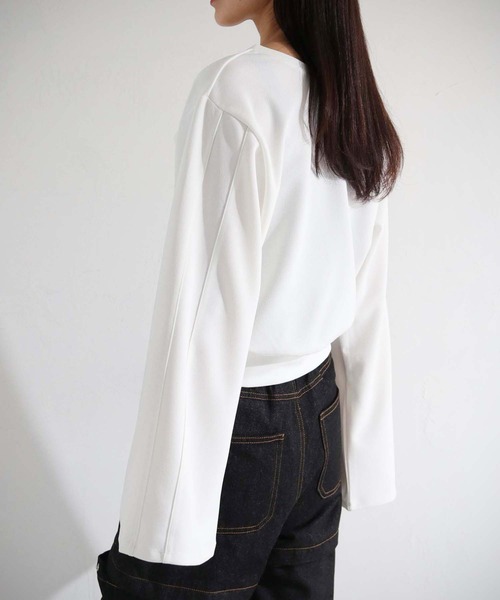 cheriella(シェリエラ)の「【cheriella】WEB限定カットジョーゼットバックデザインプルオーバー(Tシャツ/カットソー・レディース・ブラック/オフホワイト/ブルー・M)」の15枚目の写真