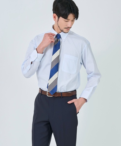 TETE HOMME(テットオム)の「形態安定 吸水速乾 アソート T/Cドレスシャツ(ビジネスシャツ・メンズ・ブルー/ホワイト系1/グレー系1/サックスブルー/ホワイト系2/チェック・X-LARGE/LARGE/MEDIUM)」の1枚目の写真