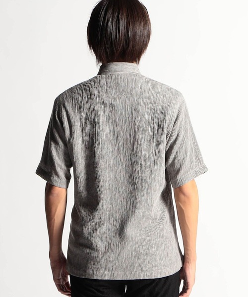 HIDEAWAYS NICOLE（ハイダウェイニコル）の「テンセル楊柳ストレッチ半袖シャツ（シャツ/ブラウス・メンズ・ライトグレー/オフホワイト/オレンジ/ホワイト×ブラック・MEDIUM/LARGE/X-LARGE）」の7枚目の写真