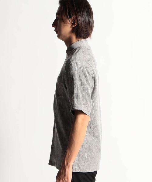 HIDEAWAYS NICOLE（ハイダウェイニコル）の「テンセル楊柳ストレッチ半袖シャツ（シャツ/ブラウス・メンズ・ライトグレー/オフホワイト/オレンジ/ホワイト×ブラック・MEDIUM/LARGE/X-LARGE）」の8枚目の写真