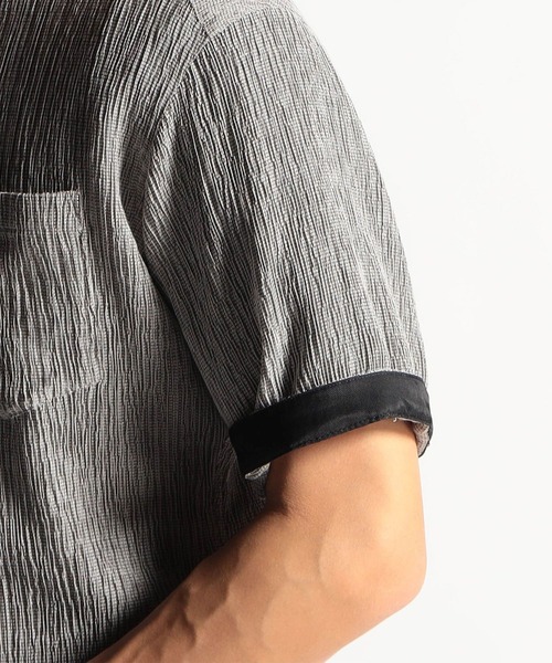 HIDEAWAYS NICOLE（ハイダウェイニコル）の「テンセル楊柳ストレッチ半袖シャツ（シャツ/ブラウス・メンズ・ライトグレー/オフホワイト/オレンジ/ホワイト×ブラック・MEDIUM/LARGE/X-LARGE）」の15枚目の写真