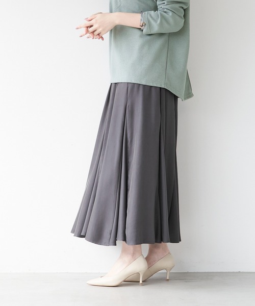 美品 【フリー】MICA&DEAL フレア ロングスカート 紫　日本製 MICA&DEAL（マイカ＆ディール）の「フレアロングスカート