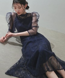 チュールボレロ ざっくりレース 3way フレア キャミワンピース パーティー ドレス 結婚式 お呼ばれ オケージョン