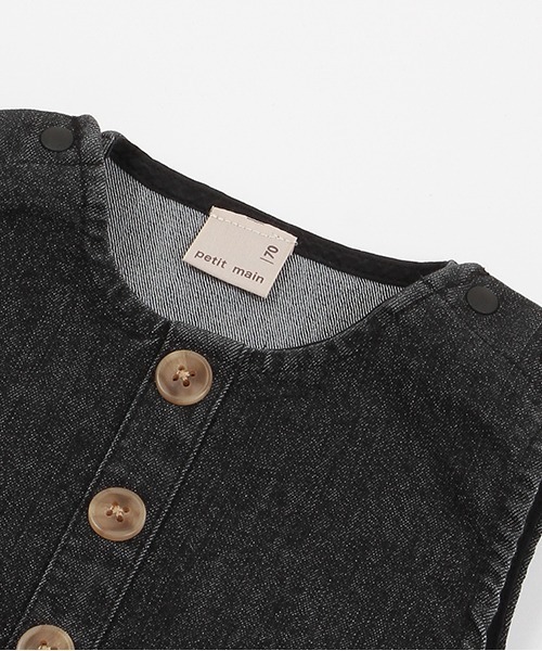 petit main（プティマイン）の「デニムサロペット（サロペット/オーバーオール・キッズ・ブラック/ブルー/アイボリー・80ｃｍ/70cm）」の5枚目の写真