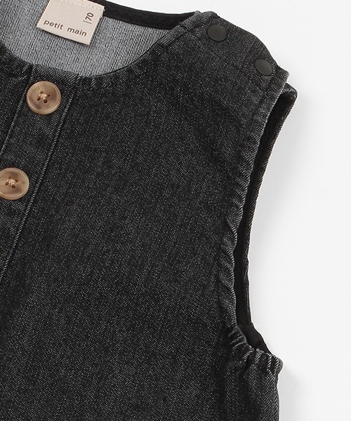 petit main（プティマイン）の「デニムサロペット（サロペット/オーバーオール・キッズ・ブラック/ブルー/アイボリー・80ｃｍ/70cm）」の6枚目の写真