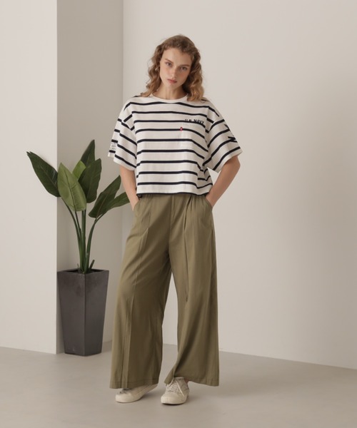 AVIREX（アヴィレックス）の「NAVAL POCKET SHORT T-SHIRT/ネイバルポケット ショートティーシャツ（Tシャツ/カットソー・レディース・ネイビー/オフホワイト/ネイビー系/レモンイエロー・FREE）」の7枚目の写真