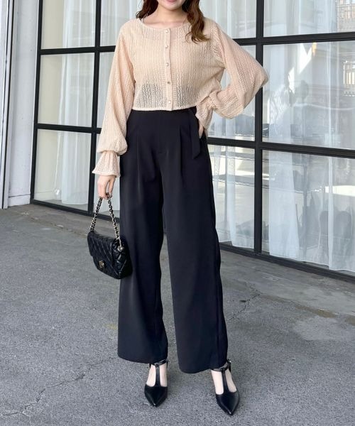 mysty woman（ミスティウーマン）の「ラッセルレースアンサンブルロングスリーブ　104217（Tシャツ/カットソー・レディース・カーキ/アイボリー/ベージュ・FREE）」の6枚目の写真