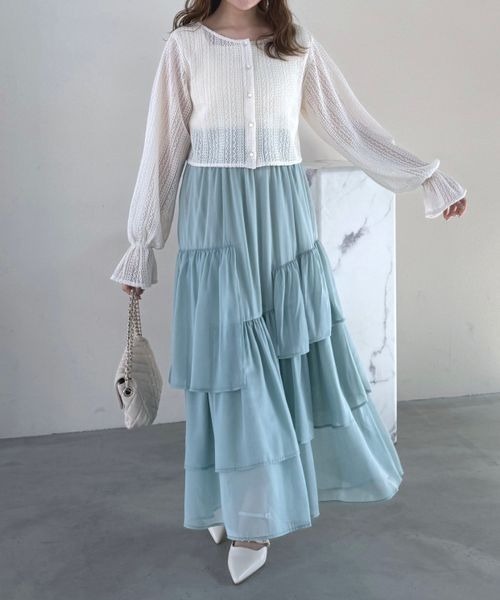 mysty woman（ミスティウーマン）の「ラッセルレースアンサンブルロングスリーブ　104217（Tシャツ/カットソー・レディース・カーキ/アイボリー/ベージュ・FREE）」の8枚目の写真