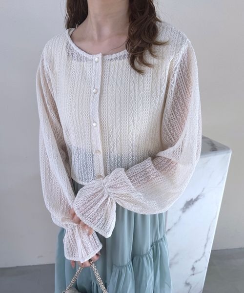 mysty woman（ミスティウーマン）の「ラッセルレースアンサンブルロングスリーブ　104217（Tシャツ/カットソー・レディース・カーキ/アイボリー/ベージュ・FREE）」の10枚目の写真