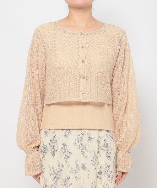 mysty woman（ミスティウーマン）の「ラッセルレースアンサンブルロングスリーブ　104217（Tシャツ/カットソー・レディース・カーキ/アイボリー/ベージュ・FREE）」の13枚目の写真