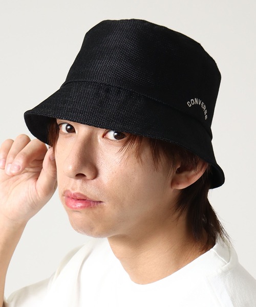 CONVERSE（コンバース）の「【CONVERSE/コンバース】CN SHEET BUCKET HAT/ロゴ刺繍バケットハット（ハット・メンズ・ピンク/ライトベージュ/ブラック・FREE）」の9枚目の写真