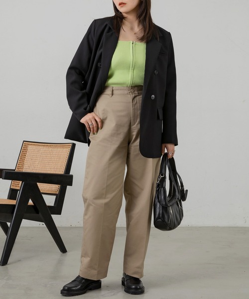 Auntie Rosa Holiday（アンティローザホリデー）の「【骨格ストレート】TCツイルハイウエストチノ（チノパンツ・レディース・ベージュ/ネイビー/ダークグレー/カーキ・マルチサイズ）」の11枚目の写真