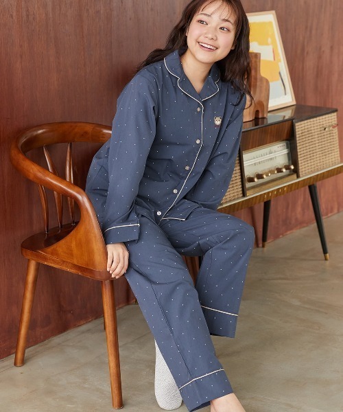 クマプリント ネイビー 長袖パジャマ 一点限定 メンズ長袖プリントTシャツパジャマ | 激安靴の通販 ヒラキ公式