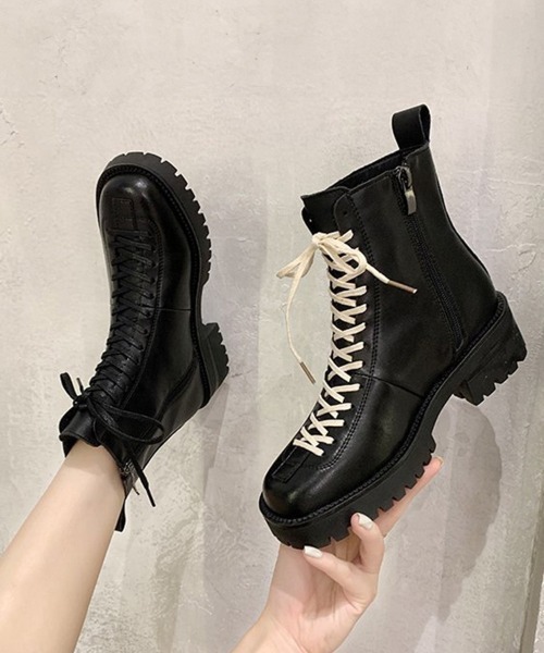 Miniministore(ミニミニストア)の「厚底 ショートブーツ レディース 裏起毛(ブーツ・レディース・ブラック系1/ブラック系2・24.5cm/23.0cm/22.5cm/23.5cm/24.0cm)」の21枚目の写真