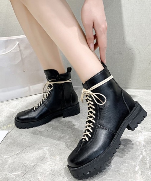 Miniministore(ミニミニストア)の「厚底 ショートブーツ レディース 裏起毛(ブーツ・レディース・ブラック系1/ブラック系2・24.5cm/23.0cm/22.5cm/23.5cm/24.0cm)」の19枚目の写真