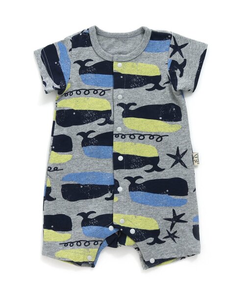 BREEZE（ブリーズ）の「総柄ロンパス　マイファーストブリーズ（ロンパース・キッズ・ブラウン/ピンク/チャコール/チェック/ミント/オレンジ/イエロー/ブルー/グレー/オフホワイト/アイボリー・60/70/80）」の4枚目の写真