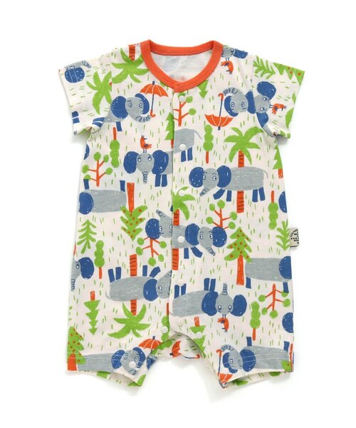 BREEZE（ブリーズ）の「総柄ロンパス　マイファーストブリーズ（ロンパース・キッズ・ブラウン/ピンク/チャコール/チェック/ミント/オレンジ/イエロー/ブルー/グレー/オフホワイト/アイボリー・60/70/80）」の3枚目の写真