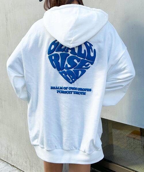 INGNI(イング)の「Backハートロゴチュニックパーカー(パーカー・レディース・オートミール/ブラック/オフホワイト・M)」の1枚目の写真