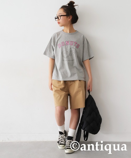 antiqua（アンティカ）の「フードロゴTシャツ（Tシャツ/カットソー・キッズ・ネイビー/イエロー/オフホワイト/ピンク/ブラック/杢グレー・150/140/160）」の12枚目の写真