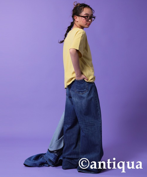 antiqua（アンティカ）の「フードロゴTシャツ（Tシャツ/カットソー・キッズ・ネイビー/イエロー/オフホワイト/ピンク/ブラック/杢グレー・150/140/160）」の19枚目の写真