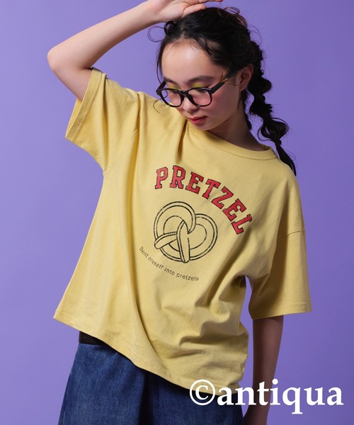 antiqua（アンティカ）の「フードロゴTシャツ（Tシャツ/カットソー・キッズ・ネイビー/イエロー/オフホワイト/ピンク/ブラック/杢グレー・150/140/160）」の18枚目の写真