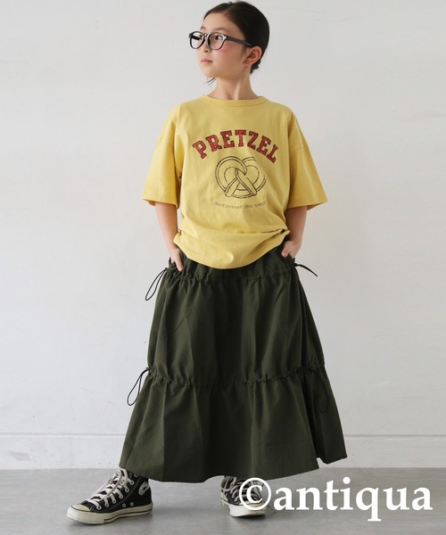 antiqua（アンティカ）の「フードロゴTシャツ（Tシャツ/カットソー・キッズ・ネイビー/イエロー/オフホワイト/ピンク/ブラック/杢グレー・150/140/160）」の20枚目の写真