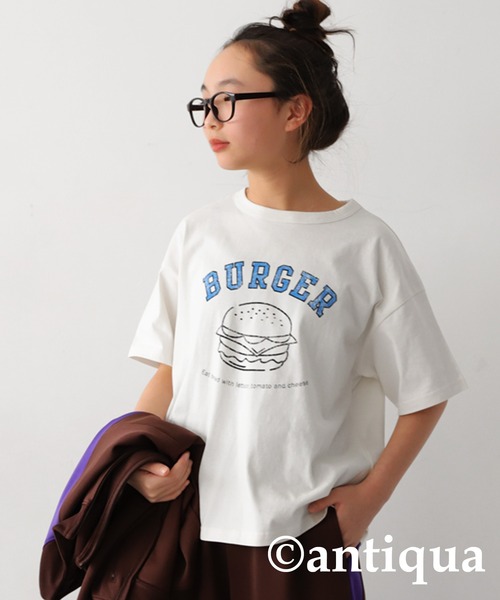 antiqua（アンティカ）の「フードロゴTシャツ（Tシャツ/カットソー・キッズ・ネイビー/イエロー/オフホワイト/ピンク/ブラック/杢グレー・150/140/160）」の7枚目の写真