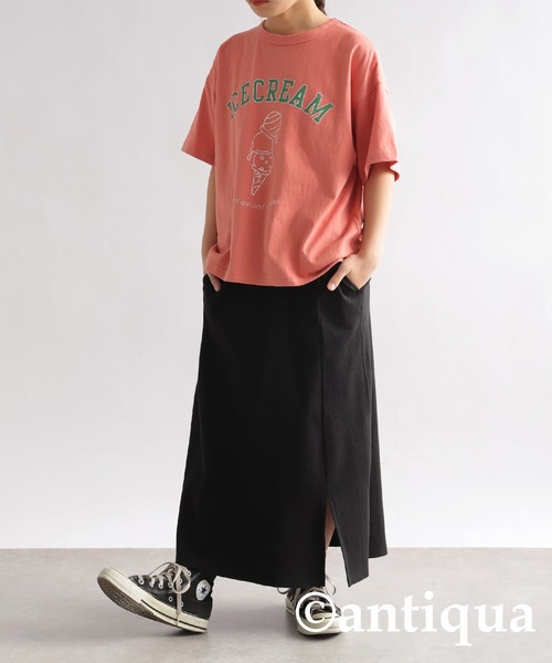 antiqua（アンティカ）の「フードロゴTシャツ（Tシャツ/カットソー・キッズ・ネイビー/イエロー/オフホワイト/ピンク/ブラック/杢グレー・150/140/160）」の21枚目の写真