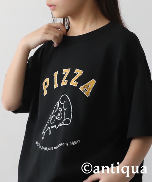 antiqua（アンティカ）の「フードロゴTシャツ（Tシャツ/カットソー・キッズ・ネイビー/イエロー/オフホワイト/ピンク/ブラック/杢グレー・150/140/160）」の9枚目の写真