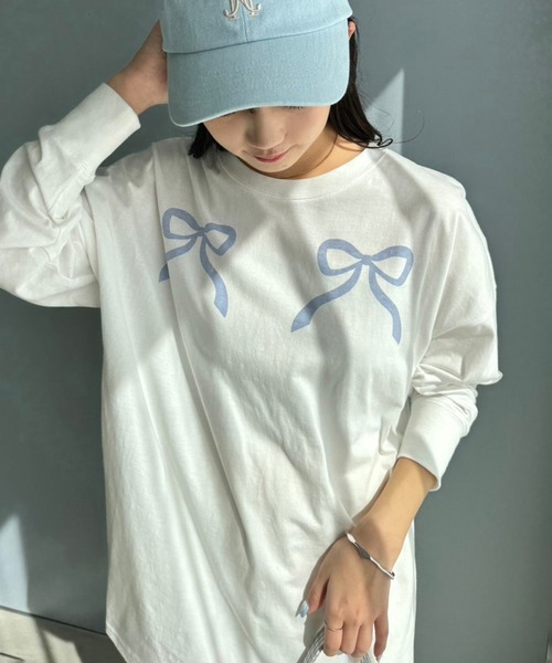 one after another NICE CLAUP(ワンアフターアナザーナイスクラップ)の「オーバーサイズアソートロンT(Tシャツ/カットソー・レディース・ホワイト×ブラック/杢グレー/ラベンダー/イエロー/ホワイト/ホワイト系その他/ブラック×ホワイト・FREE)」の3枚目の写真