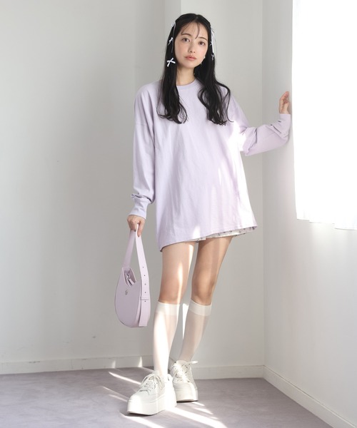 one after another NICE CLAUP(ワンアフターアナザーナイスクラップ)の「オーバーサイズアソートロンT(Tシャツ/カットソー・レディース・ホワイト×ブラック/杢グレー/ラベンダー/イエロー/ホワイト/ホワイト系その他/ブラック×ホワイト・FREE)」の14枚目の写真