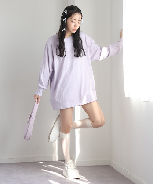 one after another NICE CLAUP(ワンアフターアナザーナイスクラップ)の「オーバーサイズアソートロンT(Tシャツ/カットソー・レディース・ホワイト×ブラック/杢グレー/ラベンダー/イエロー/ホワイト/ホワイト系その他/ブラック×ホワイト・FREE)」の15枚目の写真