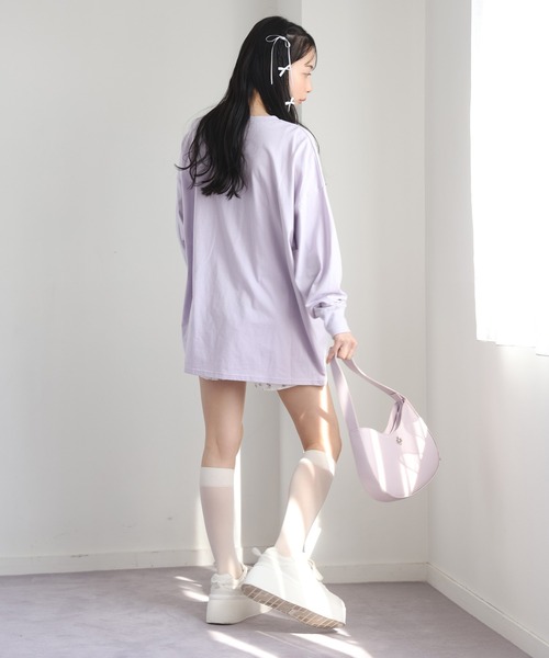 one after another NICE CLAUP(ワンアフターアナザーナイスクラップ)の「オーバーサイズアソートロンT(Tシャツ/カットソー・レディース・ホワイト×ブラック/杢グレー/ラベンダー/イエロー/ホワイト/ホワイト系その他/ブラック×ホワイト・FREE)」の16枚目の写真