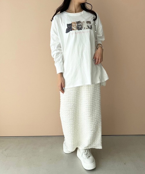 one after another NICE CLAUP(ワンアフターアナザーナイスクラップ)の「オーバーサイズアソートロンT(Tシャツ/カットソー・レディース・ホワイト×ブラック/杢グレー/ラベンダー/イエロー/ホワイト/ホワイト系その他/ブラック×ホワイト・FREE)」の20枚目の写真