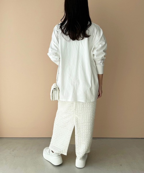 one after another NICE CLAUP(ワンアフターアナザーナイスクラップ)の「オーバーサイズアソートロンT(Tシャツ/カットソー・レディース・ホワイト×ブラック/杢グレー/ラベンダー/イエロー/ホワイト/ホワイト系その他/ブラック×ホワイト・FREE)」の22枚目の写真