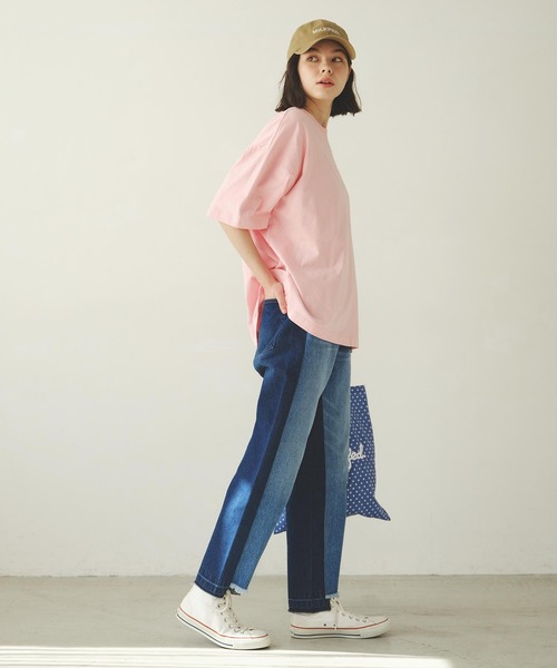 MILKFED.（ミルクフェド）の「CHECKERED LOGO WIDE S/S TEE（Tシャツ/カットソー・レディース・ホワイト/オフホワイト/チャコール/ライトピンク・M/L）」の8枚目の写真