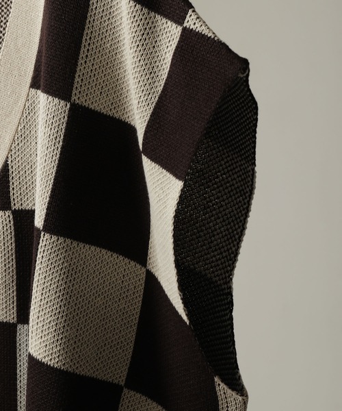 NILWAY（ニルウェイ）の「ブロックチェックルーズニットベスト（ベスト・レディース・アイボリー/ネイビー・MEDIUM/LARGE）」の7枚目の写真