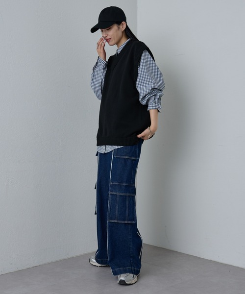 COLONY 2139（コロニートゥーワンスリーナイン）の「エアリーニットベスト（ベスト・メンズ・ブルー/ブラック・LARGE/MEDIUM）」の8枚目の写真